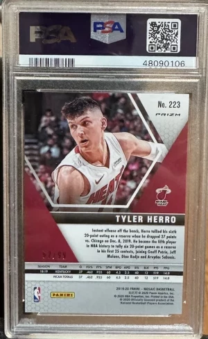 2019 Panini Mosaic Tyler Herro Blue Mosaic /99 back